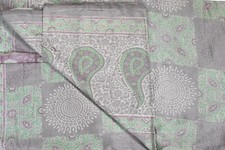 FNC Vintage Saree Indian Grey Hand Woven Ikat Blend Silk Sari Craft Fabric 5 YD