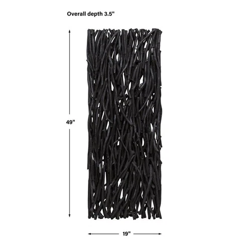 Uttermost Gathered Teak 49x19" Contemporary Wood Wall Decor in Black - Picture 8 of 8