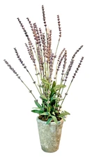Ramah Artificial Faux Decorative Purple Lavender Flowers Green Leaves in Pot NWT