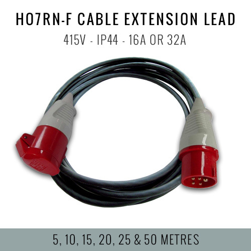3 PHASE H07RNF CABLE 16A32A 5 PIN EXTENSION LEAD FOR WELDER, LATHE 5M