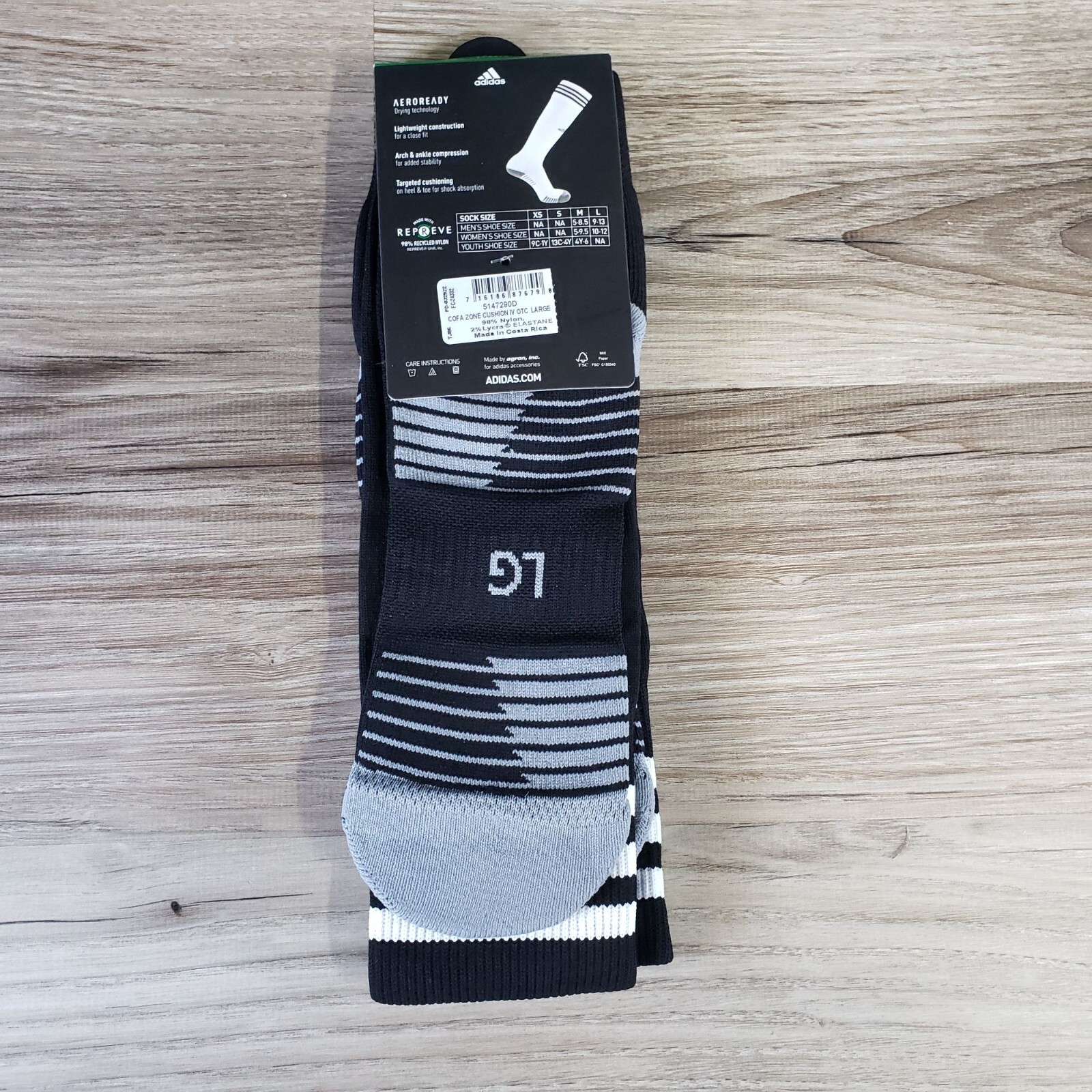 adidas Unisex Copa Zone IV Cushion Soccer Socks Size L Large Black/White NEW thumbnail 3