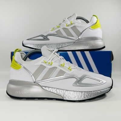 Adidas ZX 2K Boost Men s Shoe Size 9.5 White Yellow Athletic Sneakers H06577 New