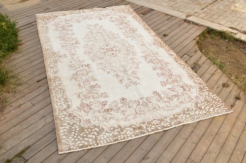 Turkish Rug 66''x112'' Vintage Light Muted Color Rug Oushak Rug 170x286cm 5x9