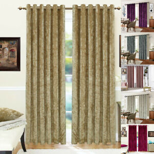 Luxury Crushed Velvet Curtains Fully Lined Eyelet Ring Top Ready Made 9 Colours
