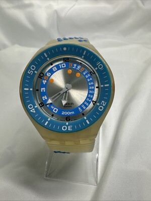 2004 Swatch Scuba watch Blue Oxygen Lume Dial 46mm SUGK107 Works Needs Batt