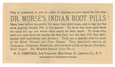 ND Dr. Morse's Indian Root Pills, Morristown, NY CSA Ad Note (63155)