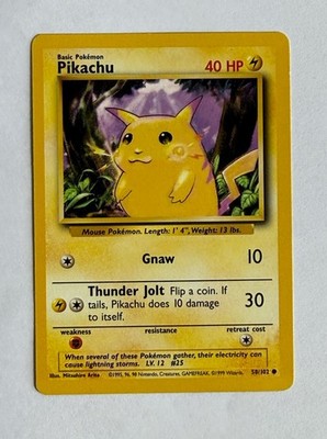 Vintage Pokémon Base Set Pikachu 58/102 Non-Holo LP