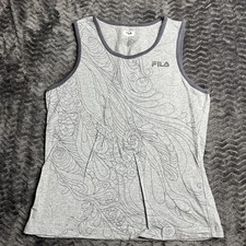 FILA SPORT Women  s Athletic Tank Top size M Gray Floral