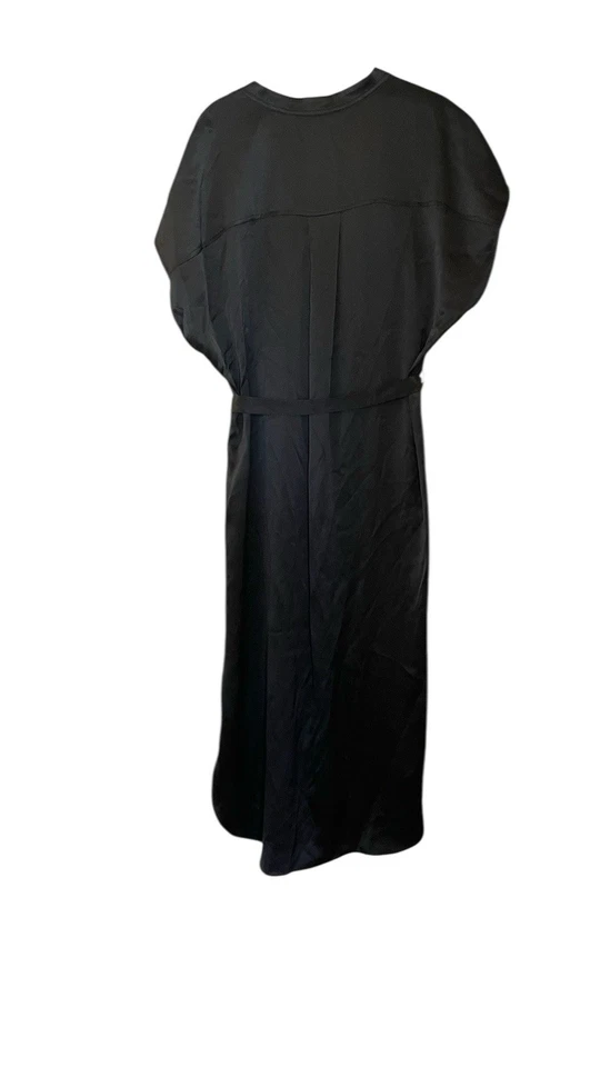 Vestido camisero Banana Republic para mujer M negro serenata 100 % seda midi con cinturón Foto 4 de 4