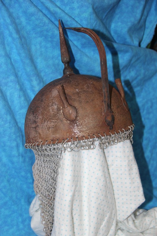 Antique 19th Cent. Kulah Khud Warriors helmet With Ring Mail Chain & Spike