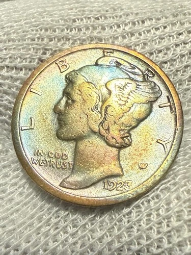 1923-S Mercury Dime Choice AU+ Nice Eye Appeal Pretty Toning