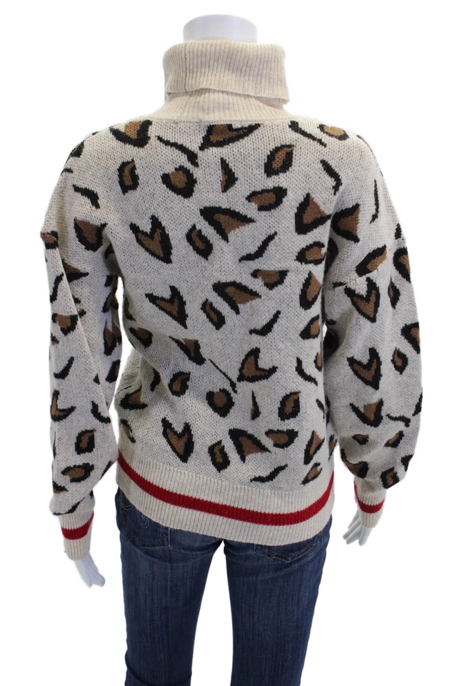 Tularosa женщин леопард печать водолазка длинным рукавом свитер верхний бежевый размер XS - Изображение 3 из 4