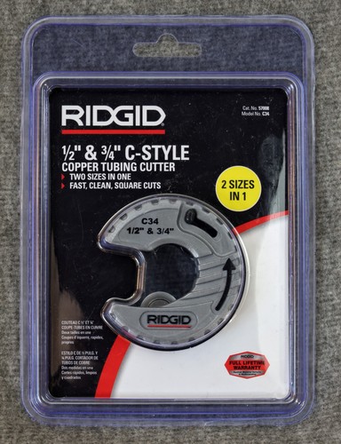RIDGID C34 1/2" & 3/4" C-STYLE CLOSE QUARTERS COPPER CUTTER, NEW/SEALED