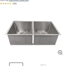 ZLINE 33in Undermount Double Bowl Stainless Sink w/ Rack Strainer