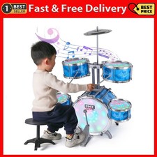 Kids Drum Set for Toddlers with 5 High Drums  Lights Vibrating-Controlled ...