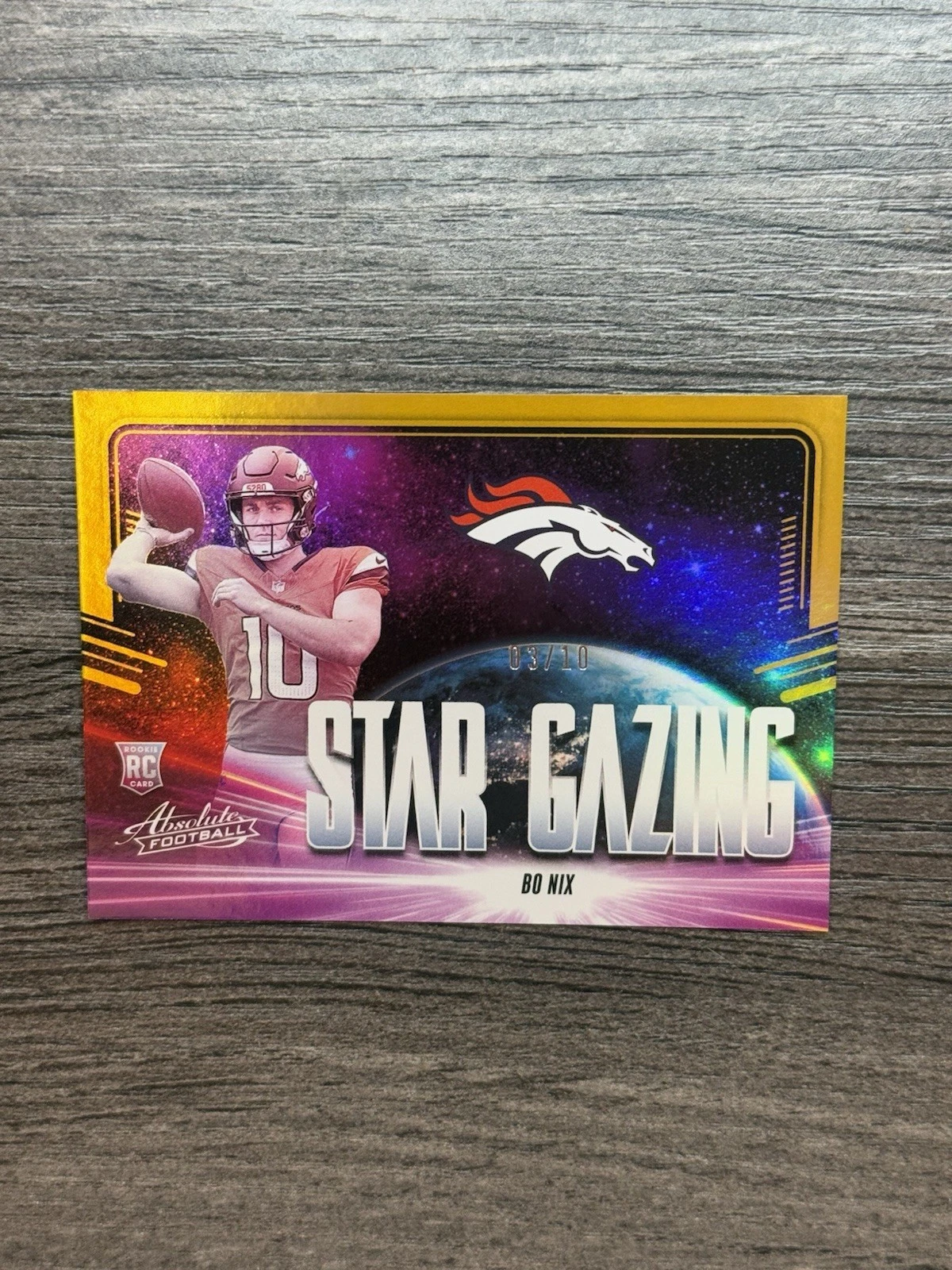 Bo Nix Panini Absolute Star Gazing #SGBNX Gold Spectrum