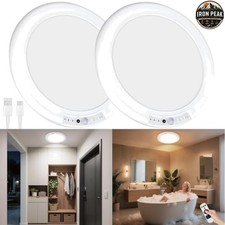 Rechargeable Motion Sensor Ceiling Lights 2 Pack 3 Color Temperatures Remote