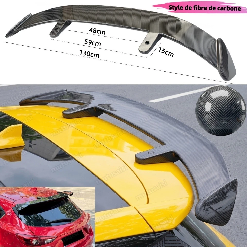 Becquet de toit universel Pour Hatchback Spoiler Aileron style de fibre carbone - Photo 1/4