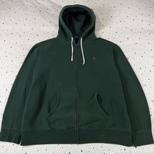 Polo Ralph Lauren Hoodie Men's XXL Green Full Zip Sweatshirt Y2K Nature Tones