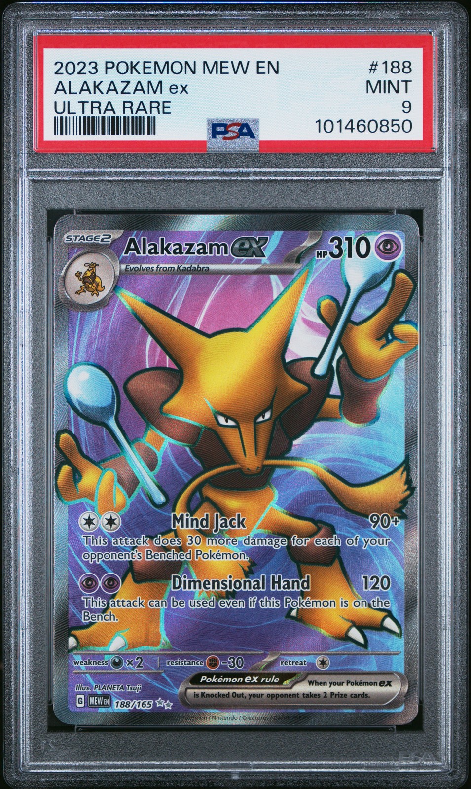 2023 POKEMON MEW EN-151 ULTRA RARE #188 ALAKAZAM EX PSA 9