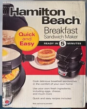 Hamilton Beach Breakfast Sandwich Maker Black No 25477 NIB New in Sealed Box