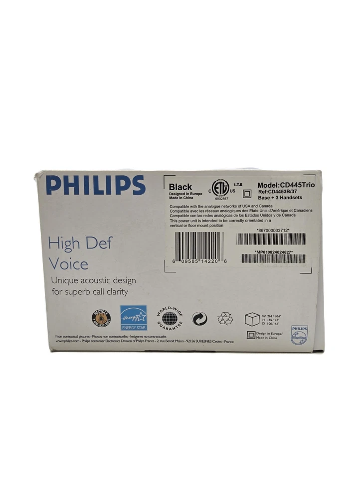 Комплект однолинейных беспроводных телефонов Philips CD4453B/37 черные - Изображение 4 из 4