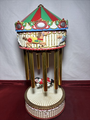 #ad Avon Christmas Carousel Chimes 16” Decorations 1999 DOES NOT WORK PARTS ONLY $10.99