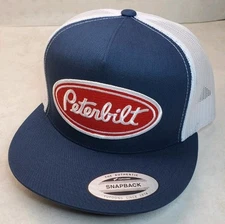 Peterbilt Red Patch Yupoong Trucker Hat YP Classic 6006 Snapback Navy/White 