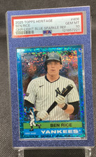 2025 Topps Heritage High Number SP Ben Rice #406 Chrome Light Blue Sparkle PSA10