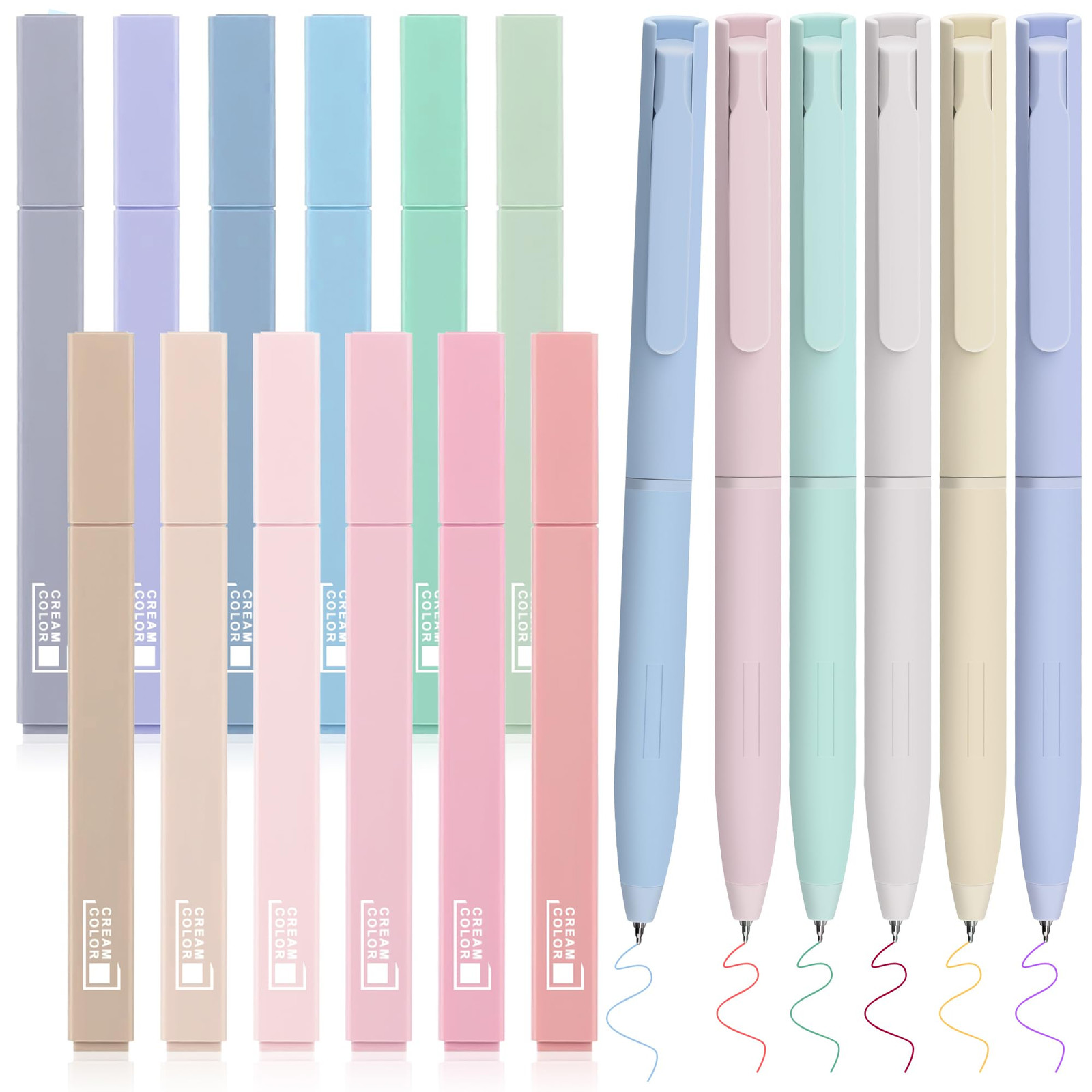 DazSpirit 12 Pastel Bible Highlighters and 6 Multicolor Fineliner Pens Set, C...-image