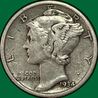 1934 Mercury Dime Extremely Fine XF Coin #36876