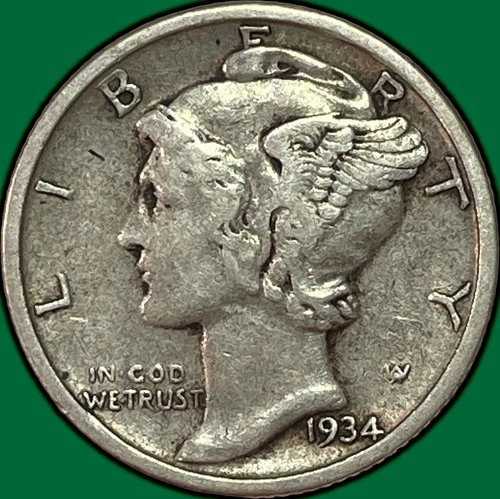 1934 Mercury Dime Extremely Fine XF Coin #36876