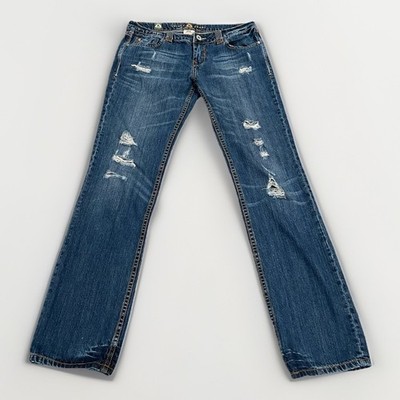Velvet Heart Molly Straight Low-Rise Distressed Denim Jeans Sz 30 Chic Boho