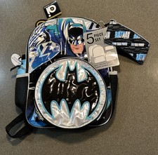 ACCESORIO INNOVACIONES Batman Mochila y Bolsa de Almuerzo Azul (Nuevo) Juego de 5 Piezas Botella de Agua