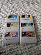 Super Nintendo SNES Cartridge Bundle PAL x 6 Super Mario World, All-Stars, SFII