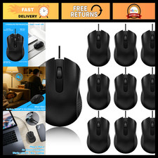 10 Pack Wired Mini USB Silent Mice - Ergonomic 3-Button Plug Play for Home, Of