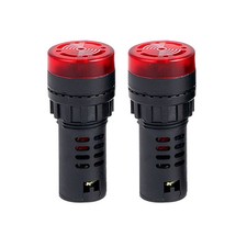 2Pcs Level 3 12V Red LED Buzzer Alarm Signal Indicator Flash Light Panel Mount A