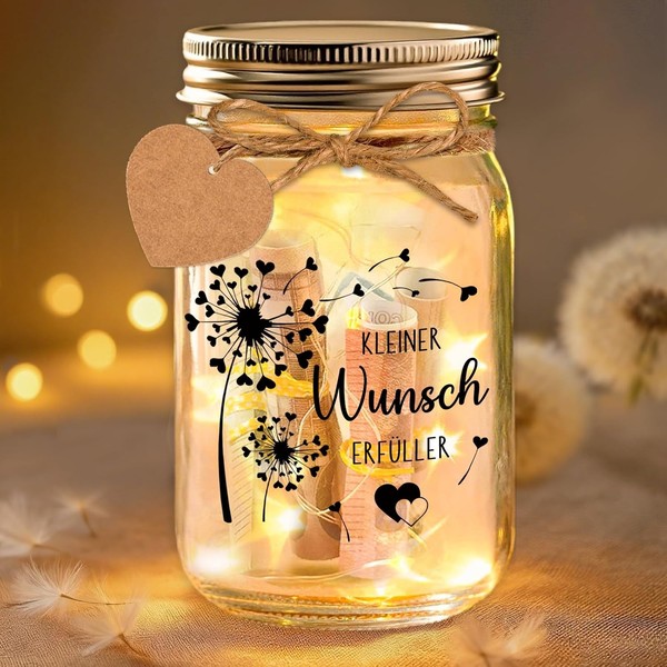 WunscherfüLler Geldgeschenk – LED Flaschenlicht Pusteblume, Geldgeschenke Verpac-image