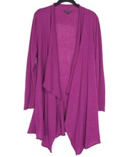EILEEN FISHER Purple 100 Merino Wool Open Front Cardigan Long Sweater Women 1X