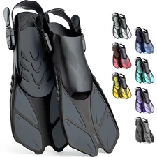 	CAPAS Snorkel Fins Swim Fins Travel Size Short Adjustable for Snorkeling Div...