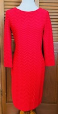 Calvin Klein Dress Stretch Size 6 Red Long Sleeve Textured Office Cocktail