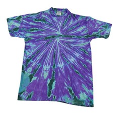 VTG 90s Oneita Tie Dye Shirt Mens L Purple ColorWear Psychedelic Single Stitch