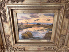 Listed Lee Stroncek b1952 Montana Superb Original oil painting "Cranes at Sunset — photo 6