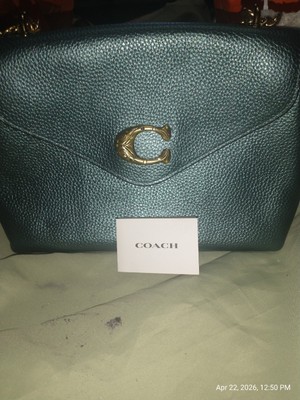 Coach Metallic Green Pebbled Shoulder Bag Gold Hardware  display picture 3