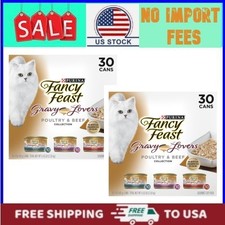 60 CANS Purina Fancy Feast Gravy Lovers Kitten Wet Cat Food Poultry  Beef 3 oz