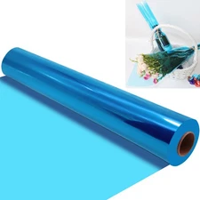 100 Ft x 34 In Extra Wide Cellophane Wrap Roll Blue Translucent Gift Baskets