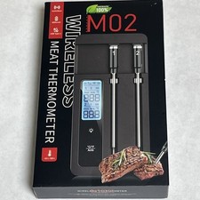Smart Wireless Meat Thermometer Dual Probe Bl...