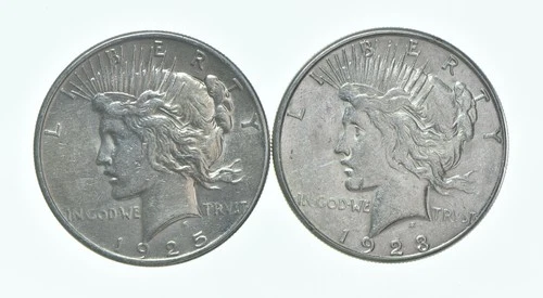 1925 & 1923-S Peace Silver Dollar $1 Bullion Collection Lot *189