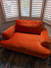 Loaf Cinema Love Seat 2 Seater Sofa Orange Clever Deep Velvet Pad Arm