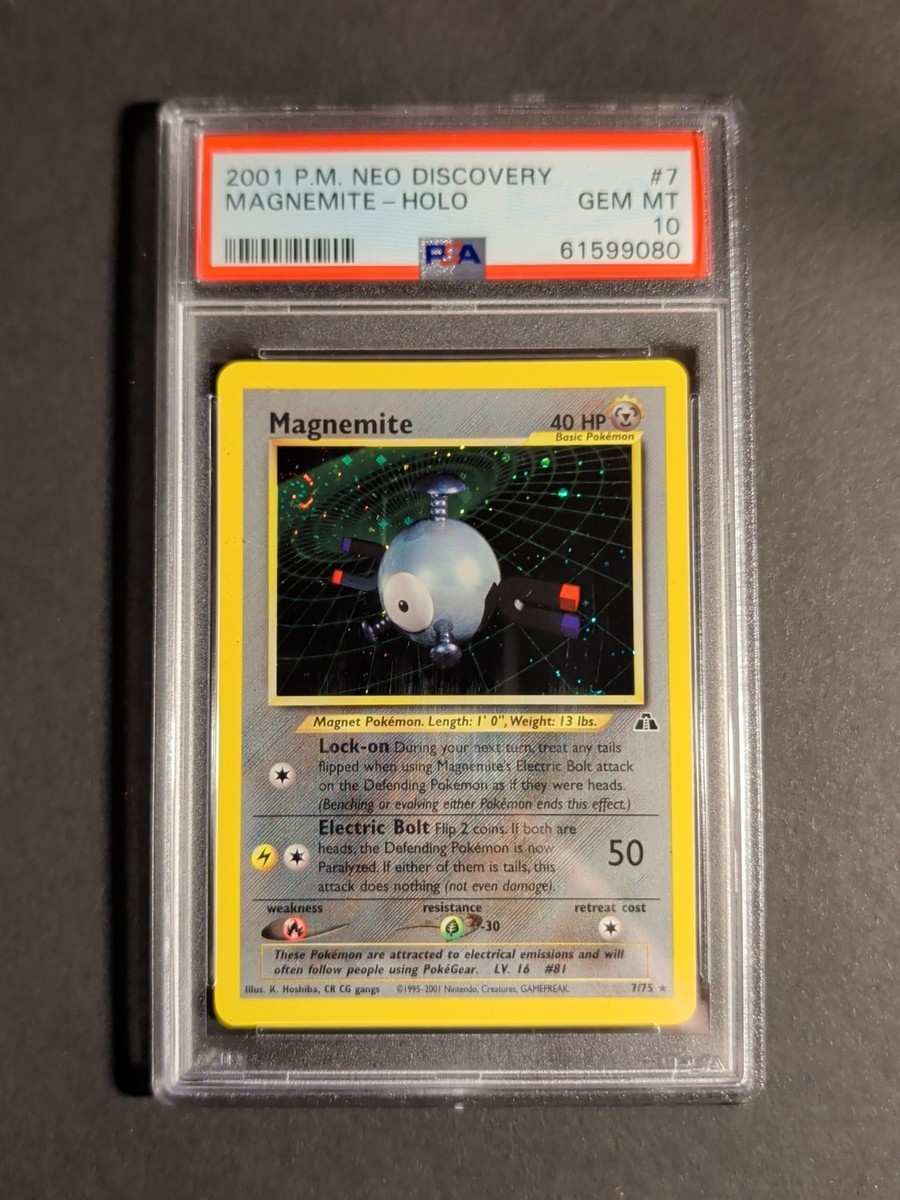 PSA 10 GEM MINT Magnemite 7/75 Holo 2001 Pokemon Neo Discovery Pop
